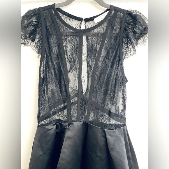 New! Sandro Davin Elegant Mini Black Satin Lace Dress Holiday Party T2/Medium - Picture 13 of 14